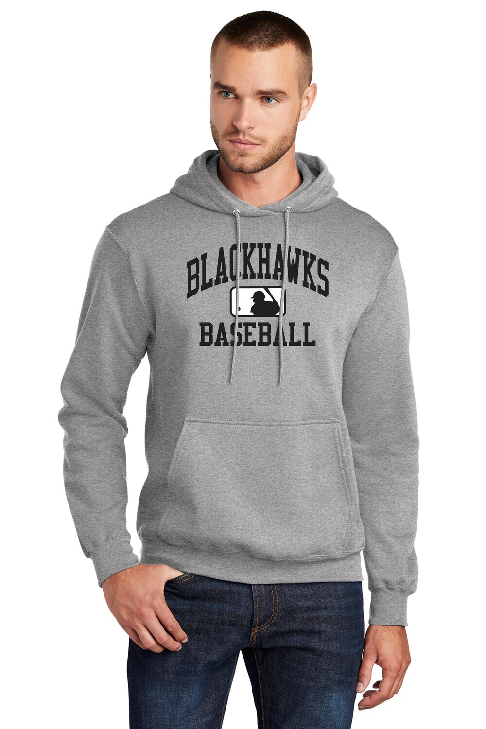 Moline Blackhawks Arched Logo Fleece Pullover Hooded Sweatshirt