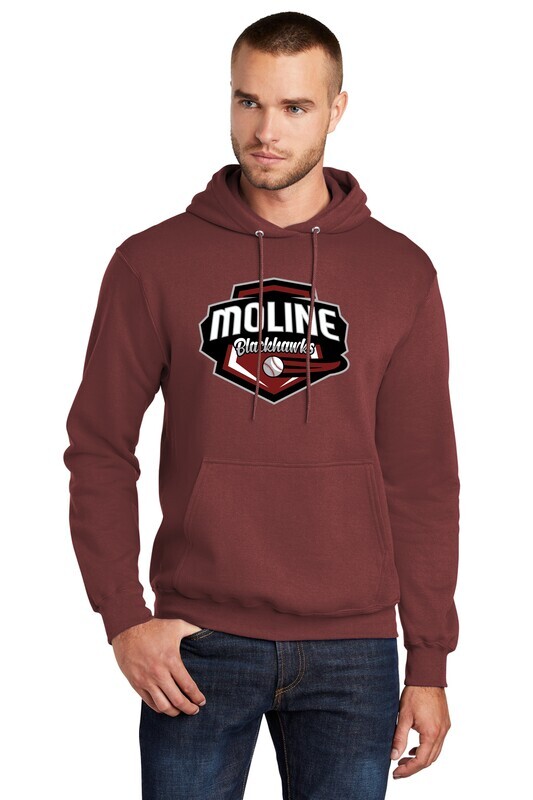 Moline Blackhawks Shield Logo Fleece Pullover Hooded Sweatshirt