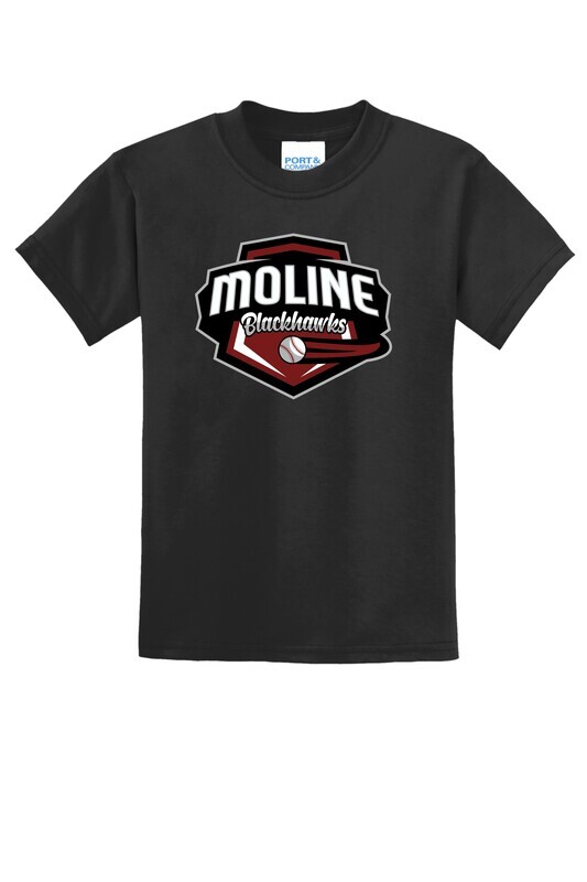 Moline Blackhawks Shield Logo 50/50 Blend  Youth T-shirt