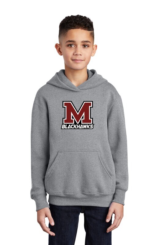 Moline Blackhawks "M" Youth Fleece Pullover Hooded Sweatshirt