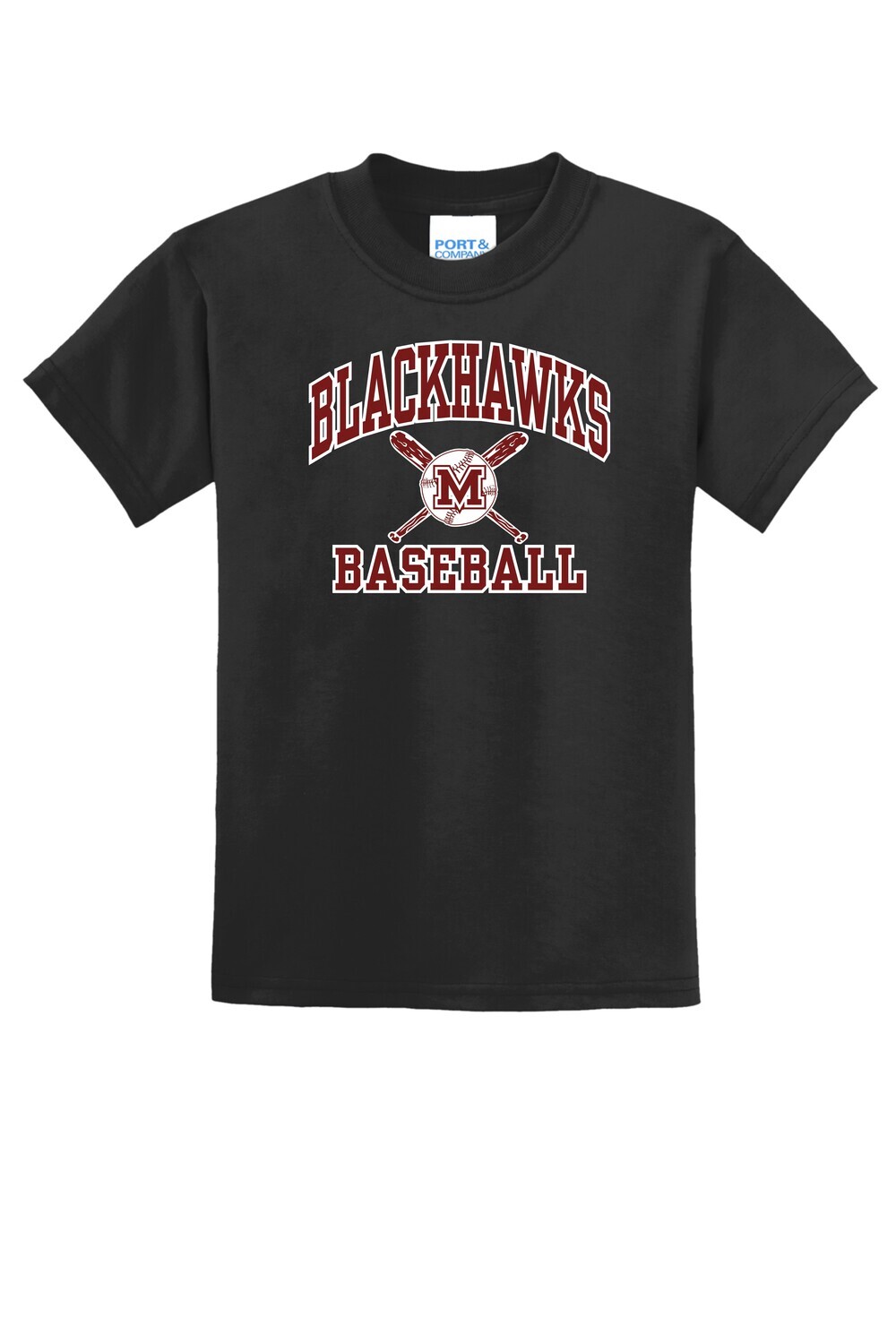 Moline Blackhawks Crossed Bats Logo 50/50 Blend Youth T-shirt