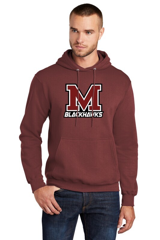Moline Blackhawks "M" Logo Fleece Pullover Hooded Sweatshirt