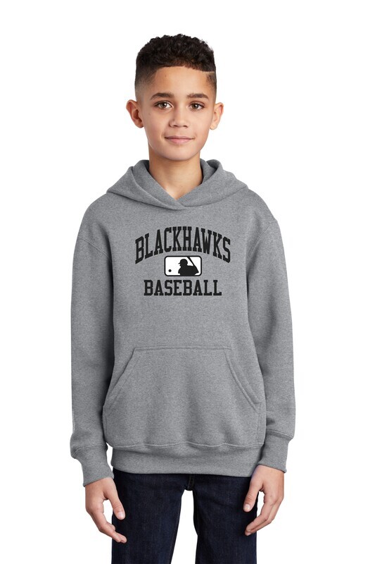 Moline Blackhawks Arched Logo Youth Fleece Pullover Hooded Sweatshirt