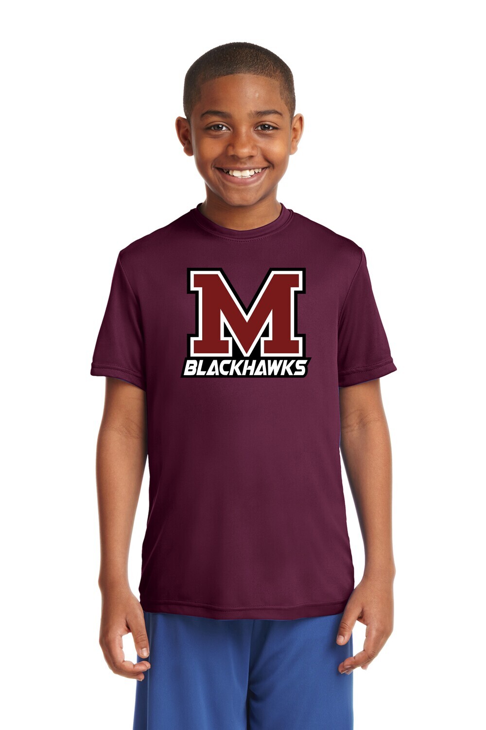Moline Blackhawks &quot;M&quot; Logo 100% Poly Youth T-shirt