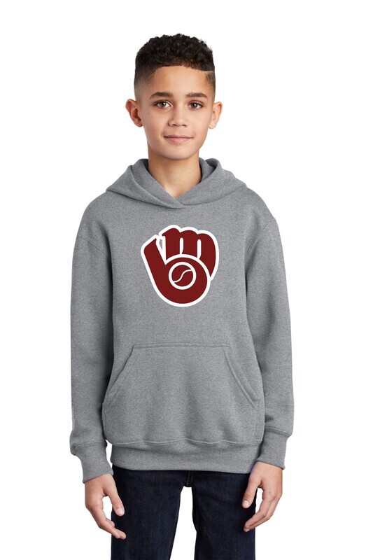 Moline Blackhawks Glove Logo Youth Fleece Pullover Hooded Sweatshirt