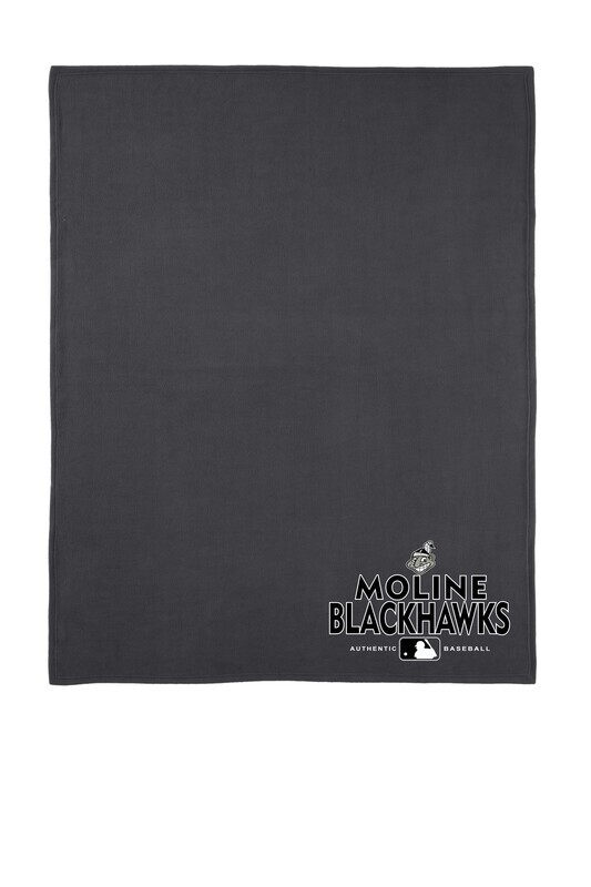 Moline Blackhawks Crossed Retro Logo Fleece Blanket with Carrying Strap