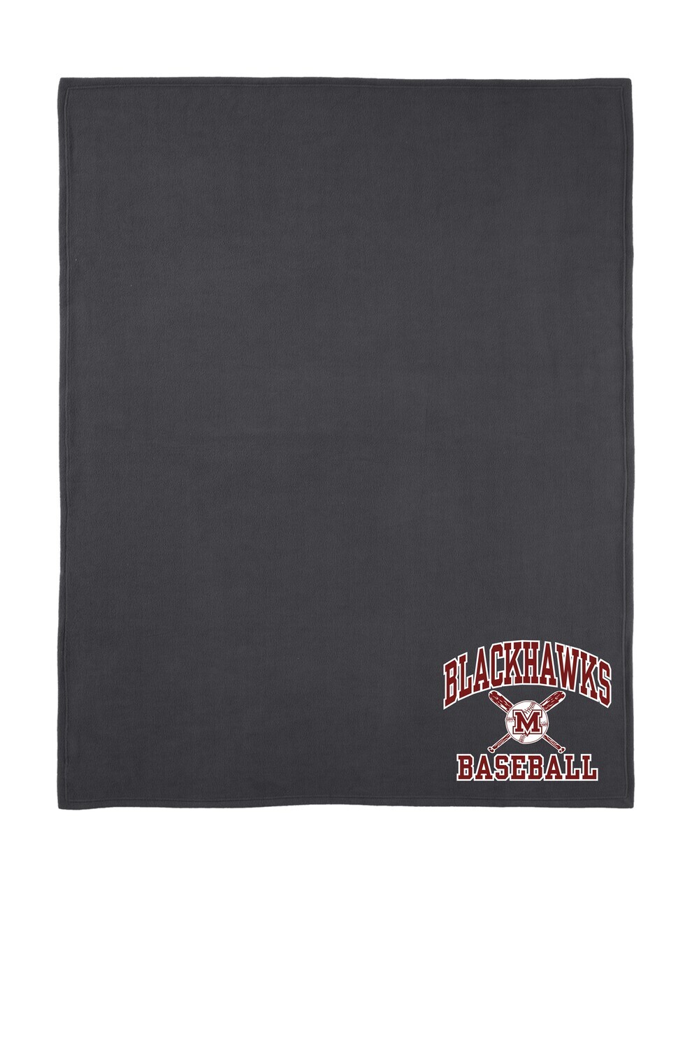 Moline Blackhawks Crossed Bats Logo Fleece Blanket with Carrying Strap