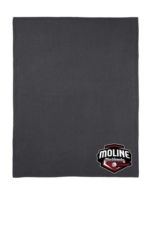 Moline Blackhawks Crossed Sheild Logo Fleece Blanket with Carrying Strap