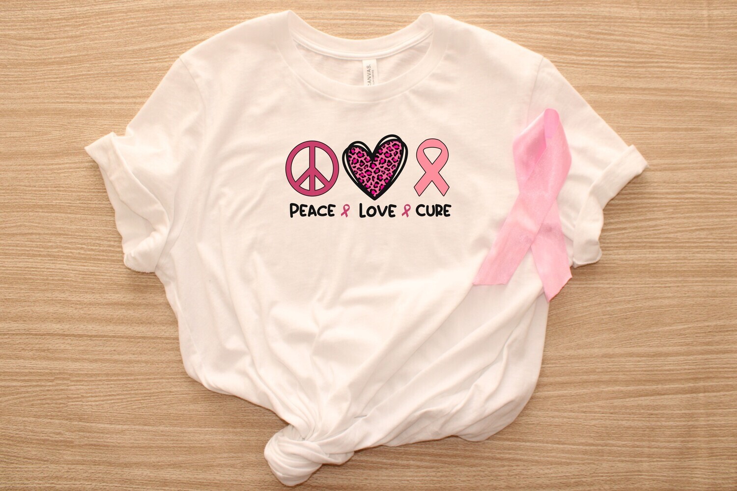 Breast Cancer Awareness Peace Love Cure DTF Transfer