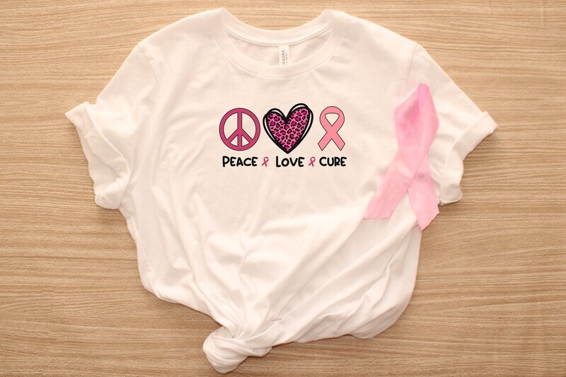 Breast Cancer Awareness Peace Love Cure DTF Transfer
