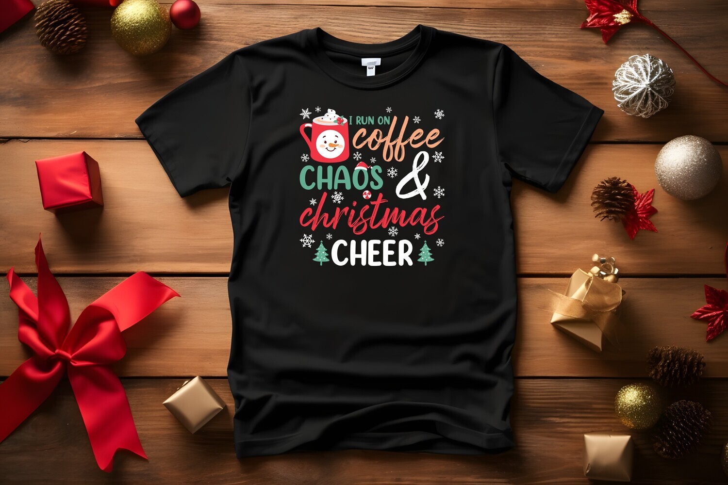 I Run On Coffee Chaos & Christmas Cheer DTF Transfer