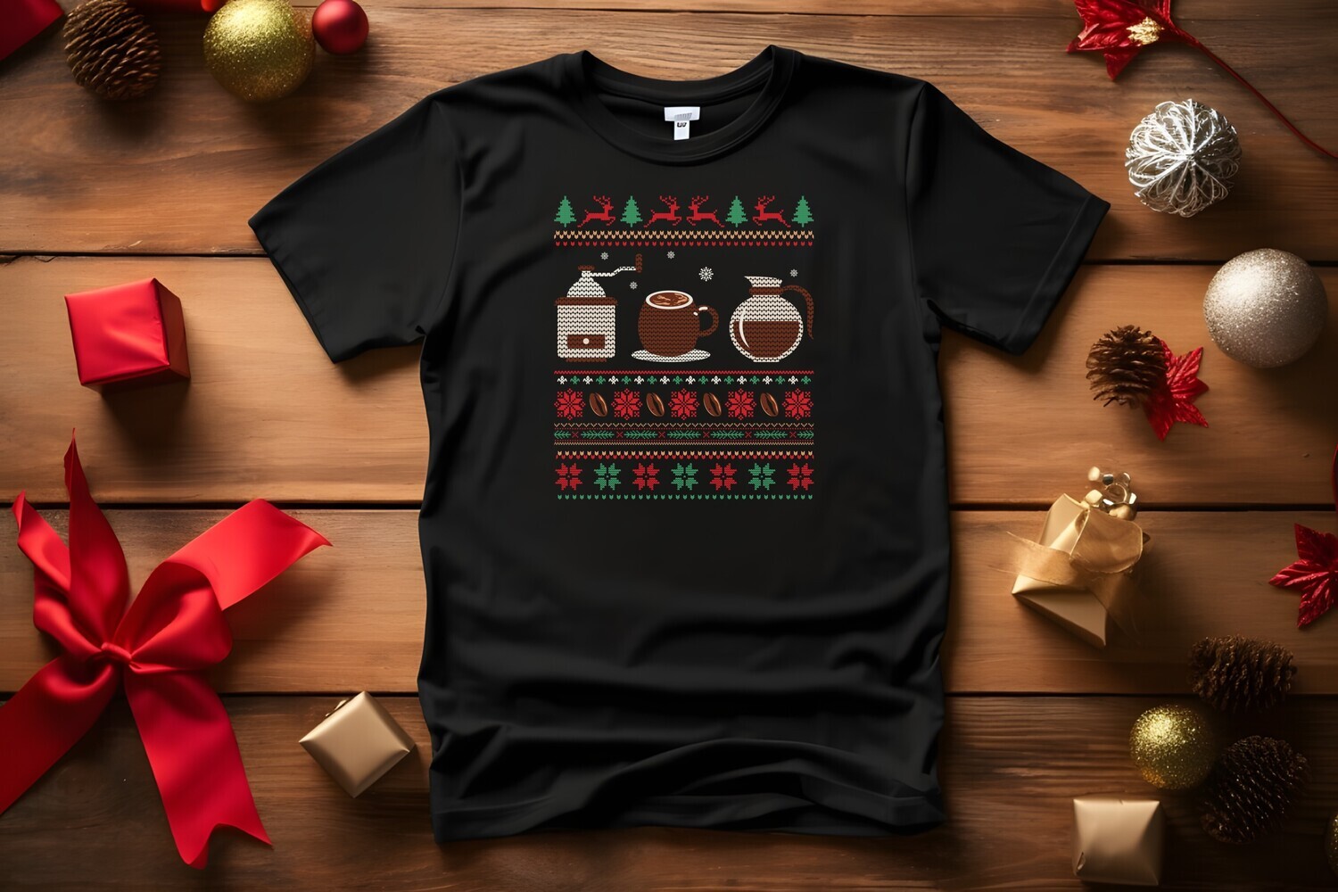 Christmas Coffee Ugly Sweater DTF Transfer