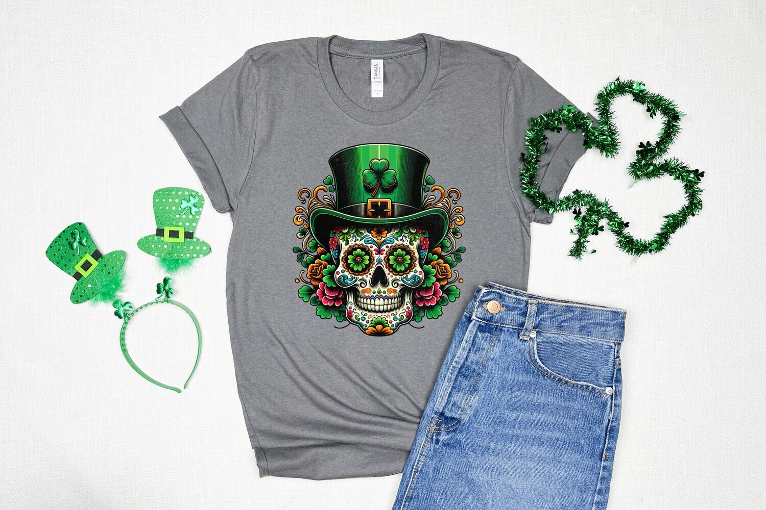 St. Patrick&#39;s Day Skull DTF Transfer