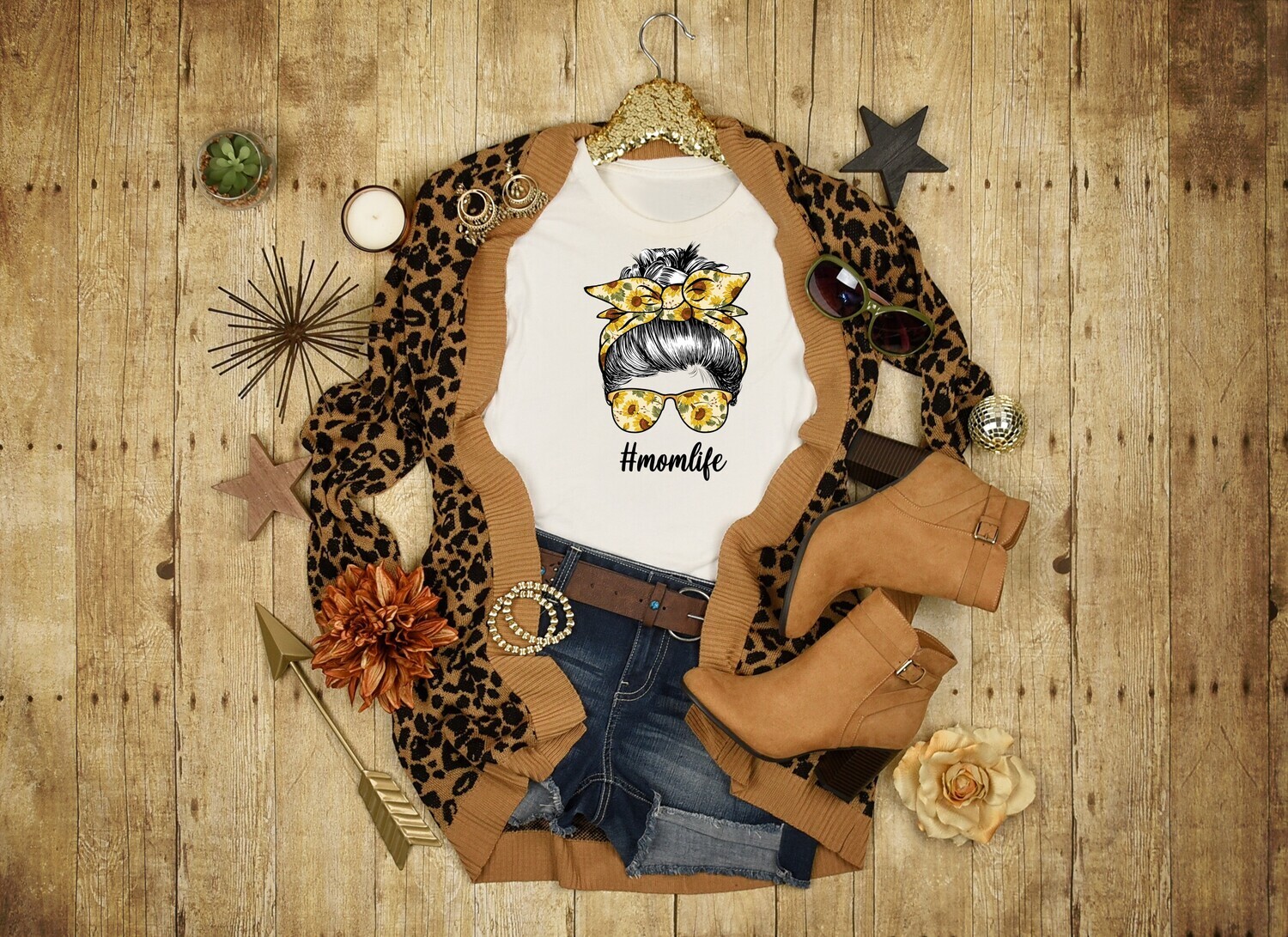 Sunflower Mom Life Messy Bun DTF Transfer