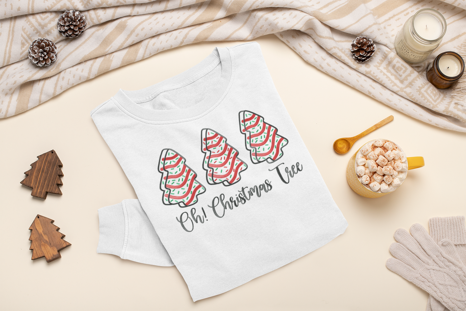 Oh Christmas Tree 1 Faux Embroidery DTF Transfer