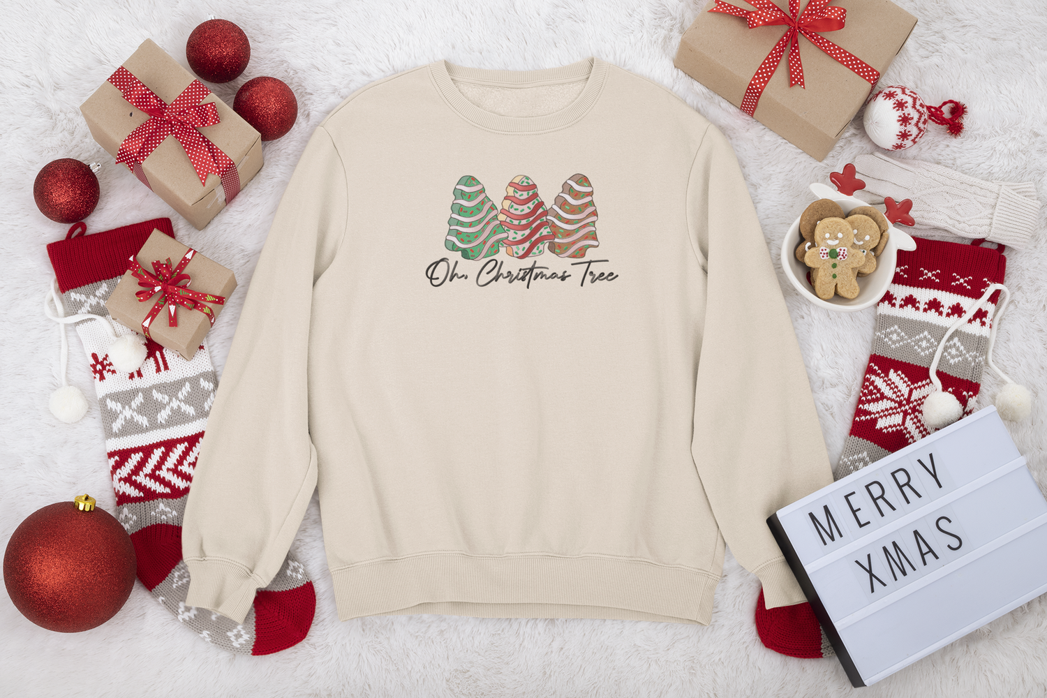 Oh Christmas Tree Cakes 2 Faux Embroidery DTF Transfer