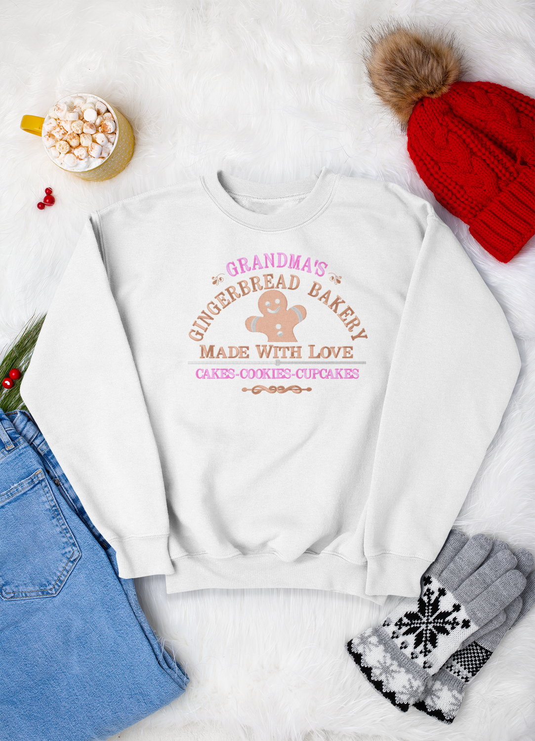 Grandmas Gingerbread Bakery Faux Embroidery DTF Transfer