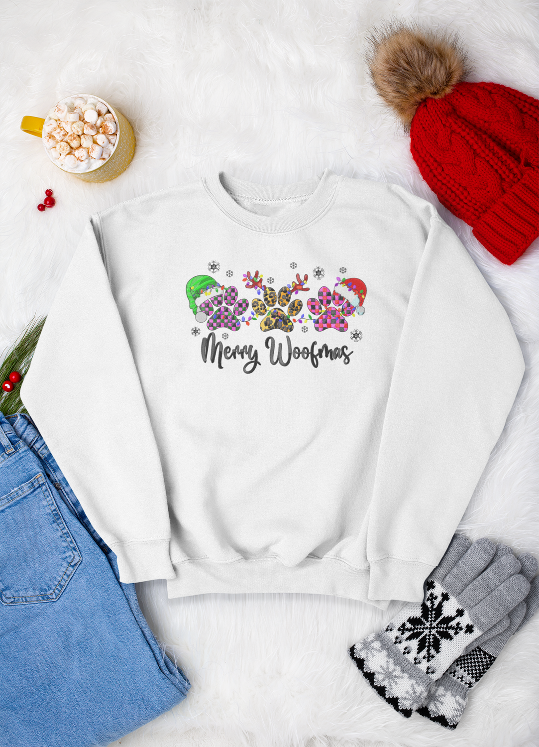 Merry Woofmas Embroidery DTF Transfer