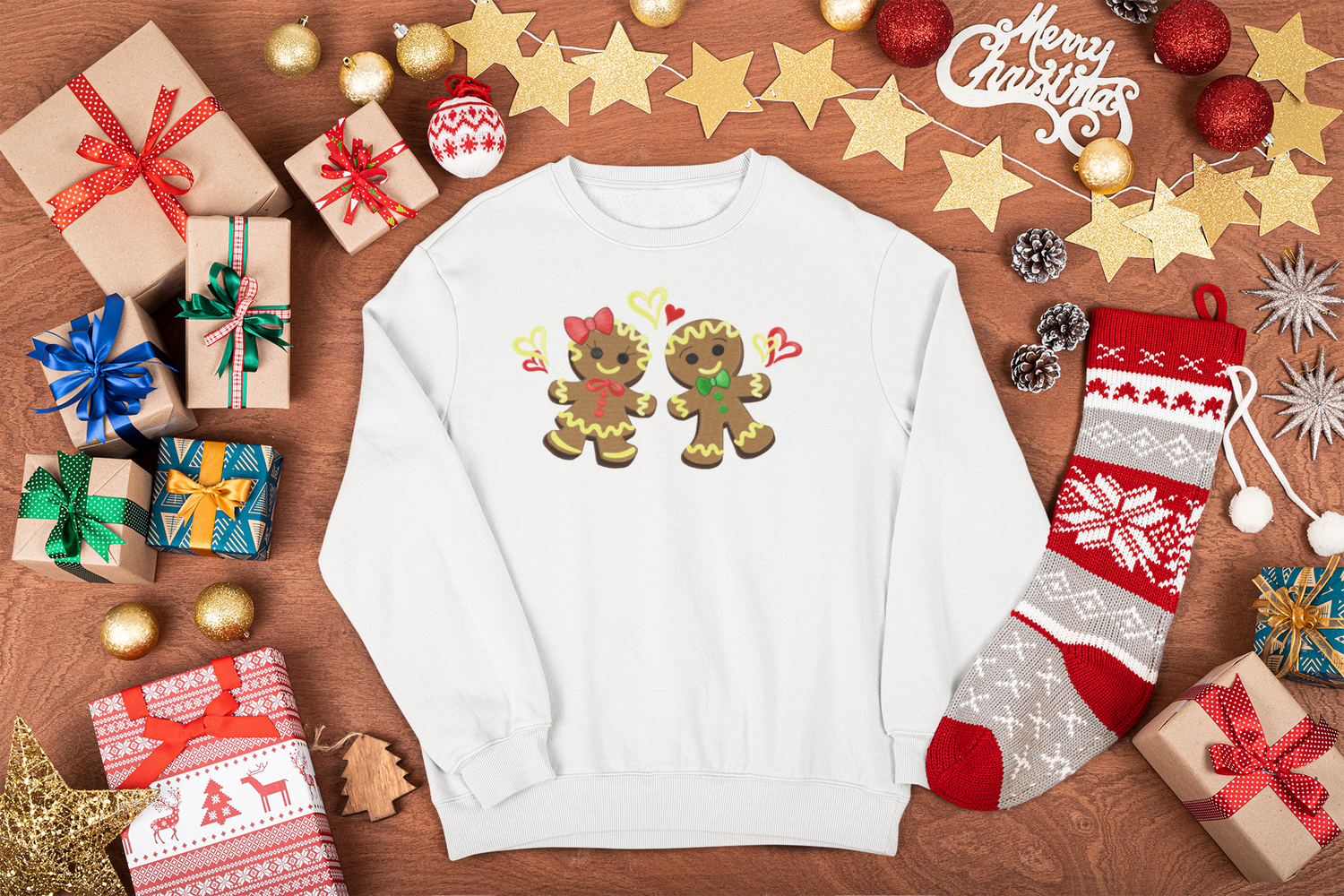 Gingerbread Cookies Faux Embroidery DTF Transfer