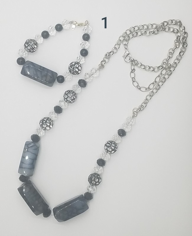 Black Long necklace and bracelet sets