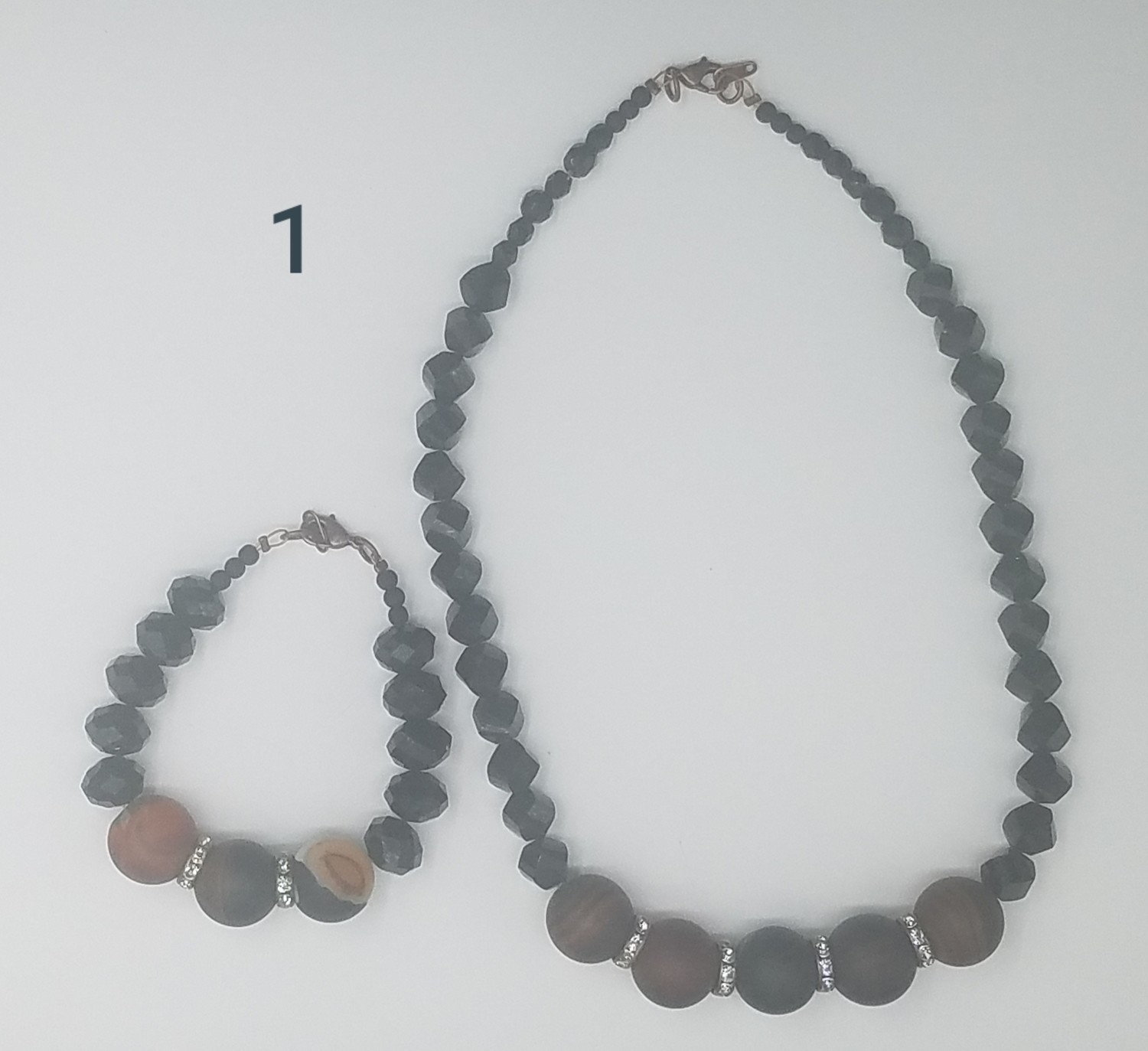 Green and Blue short necklace and bracelet sets