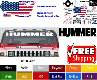 Fits Hummer Windshield Vinyl Decal Graphic Stickers 5" X 46" Pick Color Free Ship!