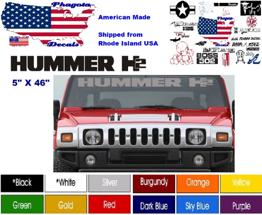 Fits Hummer H2 Windshield Vinyl Graphic Stickers 5" X 46" Pick Color Free Ship!