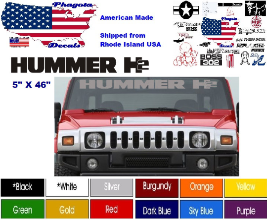 Fits Hummer H2 Windshield Vinyl Graphic Stickers 5&quot; X 46&quot; Pick Color Free Ship!