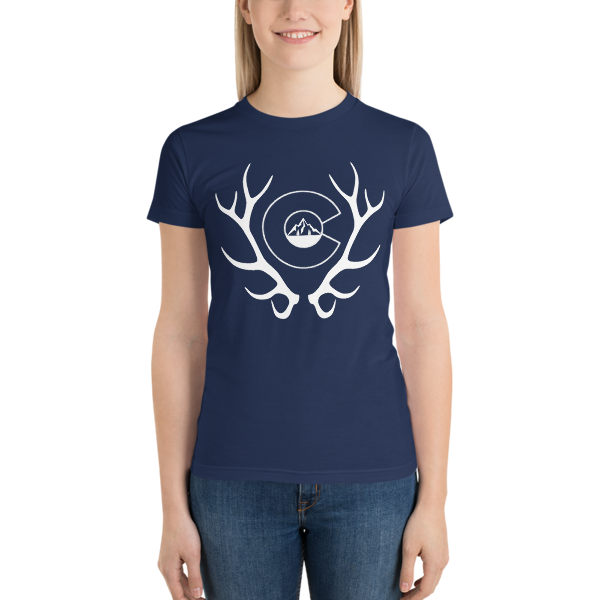 Short sleeve women&#39;s t-shirt (white antlers)