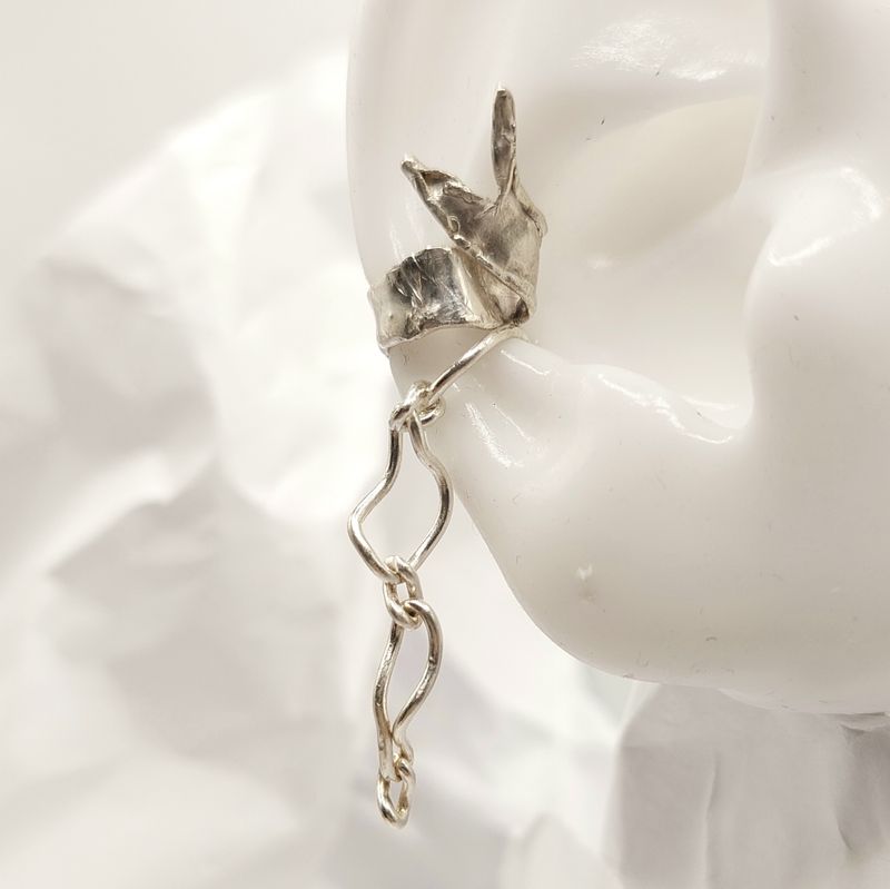 Snake Tongue and Chain Earcuff Set