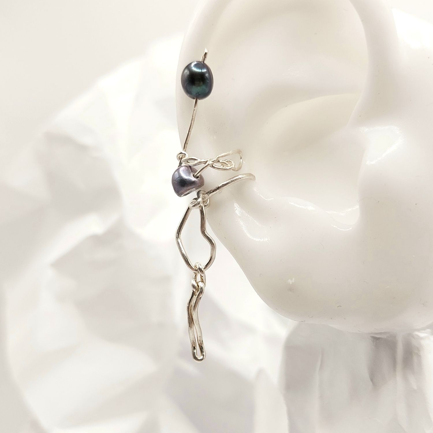 Pearls and Chain Earcuff Set