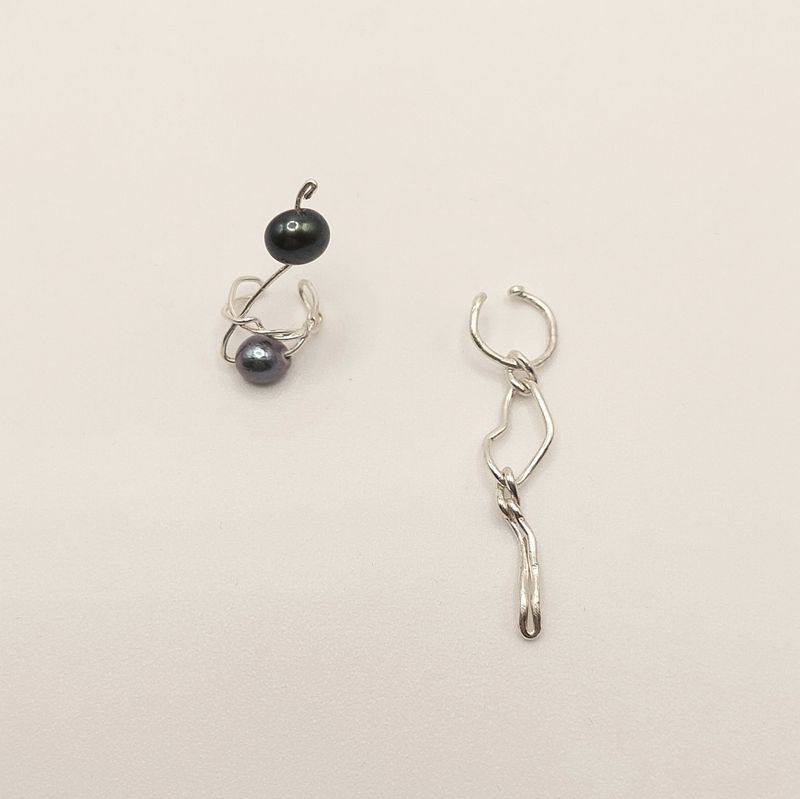 Pearls and Chain Earcuff Set