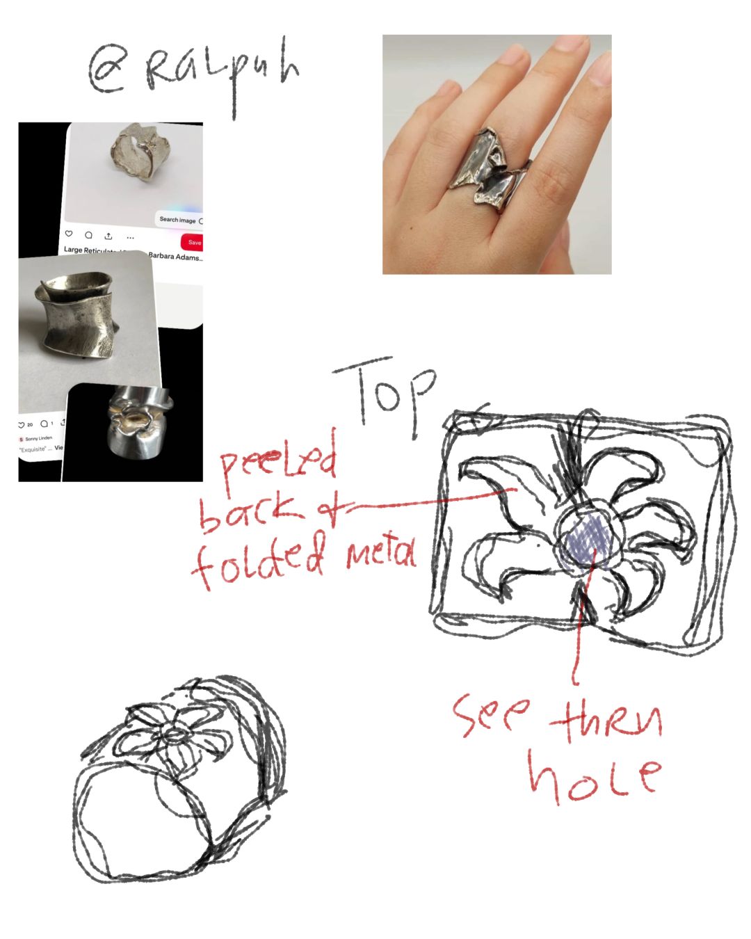 RALPUH ABSTRACT FLOWER RING