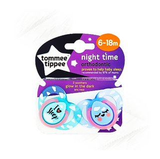 Tommee Tippee. Night Glowing Baby Soothers 6-18m (2)