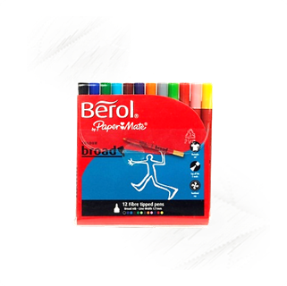 Berol. Fibre Tip Pens Assorted Broad (12)