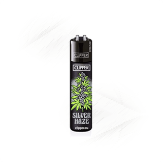 Clipper. Weed Silver Haze Black & Green Lighter
