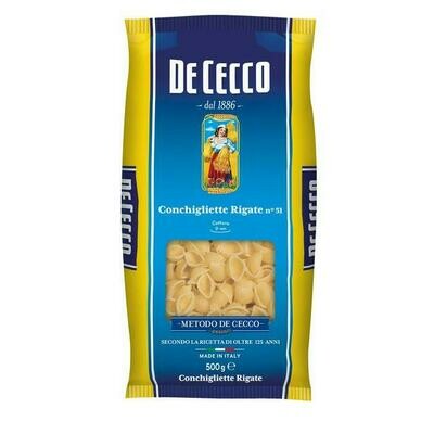 500g DE CECCO CONCHIGLIE RIGATE no.50 500g DE CECCO CONCHIGLIE RIGATE no.50