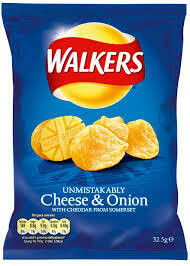 32x34.5g WALKERS CHEESE & ONION CRISPS 32x34.5g WALKERS CHEESE & ONION CRISPS