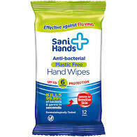 ANTIBACTERIAL HAND WIPES - Sani Hands 12 tissue pack ANTIBACTERIAL HAND WIPES - Sani Hands 12 tissue pack
