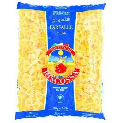 RISCOSSA PASTA FARFALLE - 500gr
BBE MAY 23 RISCOSSA PASTA FARFALLE - 500gr
BBE MAY 23