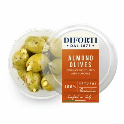 PITTED GREEN OLIVES STUFFED WITH ALMONDS - 180gr PITTED GREEN OLIVES STUFFED WITH ALMONDS - 180gr