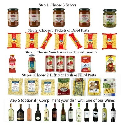 COOKING AT HOME PASTA AND SAUCE BOX - 9 Items COOKING AT HOME PASTA AND SAUCE BOX - 9 Items
