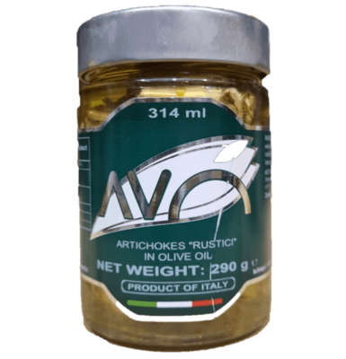 CARCIOFI RUSTICI ARTICHOKES IN OLIVE OIL GLASS JAR - 290gr CARCIOFI RUSTICI ARTICHOKES IN OLIVE OIL GLASS JAR - 290gr