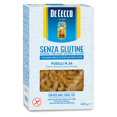 DE CECCO GLUTEN FREE FUSILLI No.34 - 400gr DE CECCO GLUTEN FREE FUSILLI No.34 - 400gr