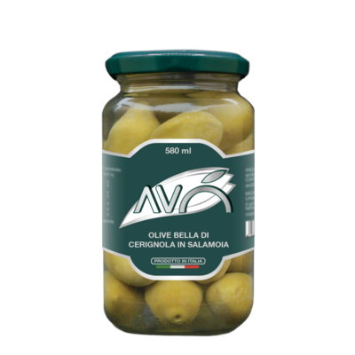 BELLA DI CERIGNOLA GREEN OLIVES IN BRINE - 550gr BELLA DI CERIGNOLA GREEN OLIVES IN BRINE - 550gr