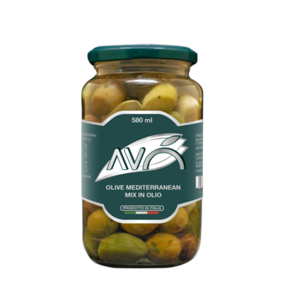MEDITERRANEAN MIX OLIVES IN SUNFLOWER OIL JAR - 550gr MEDITERRANEAN MIX OLIVES IN SUNFLOWER OIL JAR - 550gr