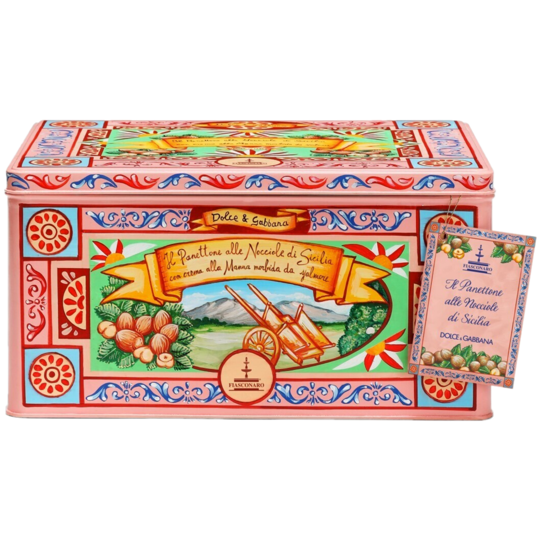Dolce &amp; Gabbana Panettone Nocciole di Sicilia – Gift Set (800g Panettone + 200g Manna Cream + Gold Butter Knife + Gift Bag)