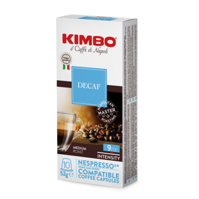 KIMBO DECAF NESPRESSO COMPATIBLE CAPSULES - 10x5.5gr
BBE 06/23