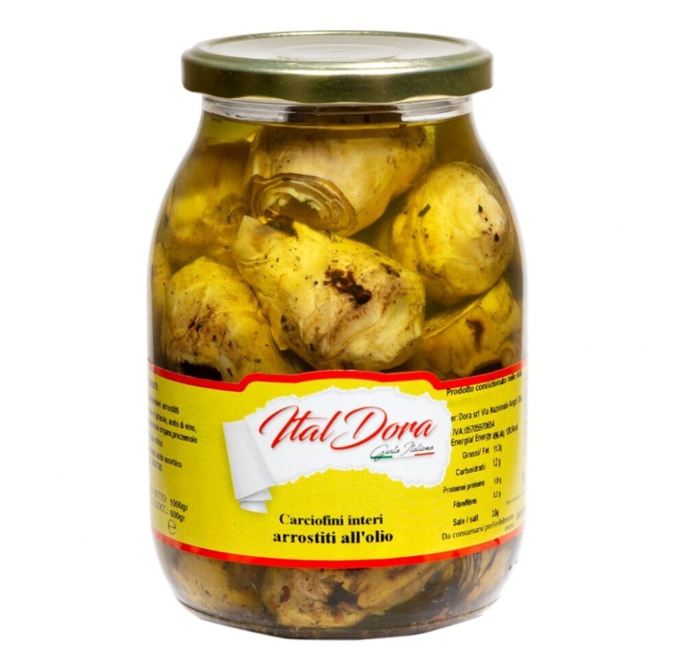 ITAL DORA CARCIOFINI INTERI ARROSTI WHOLE ARTICHOKES IN OIL GLASS JAR - 314gr