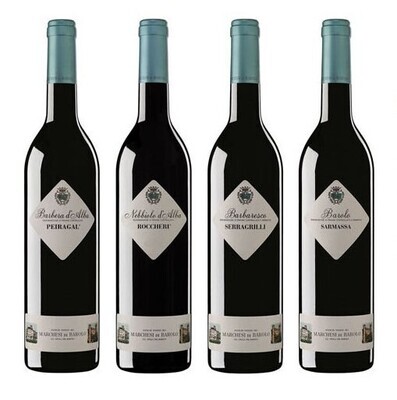 EMOZIONI 4 BOTTLE GIFT SET + DECANTER + APRON - Marchesi di Barolo EMOZIONI 4 BOTTLE GIFT SET + DECANTER + APRON - Marchesi di Barolo